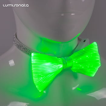 LED punjiva leptir mašna od optičkog vlakna, ručno izrađena, unisex, streličast stil, monohromatski uzorak
