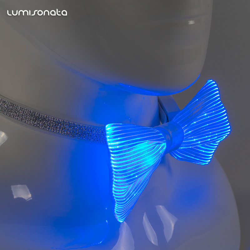 LED punjiva leptir mašna od optičkog vlakna, ručno izrađena, unisex, streličast stil, monohromatski uzorak