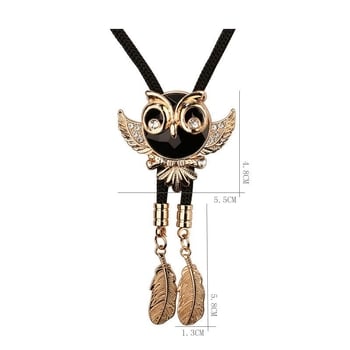 Bolo kravata s ozdobou sovy s rhinestones, zliatina, monochromatický vzor, unisex, ľahký luxus