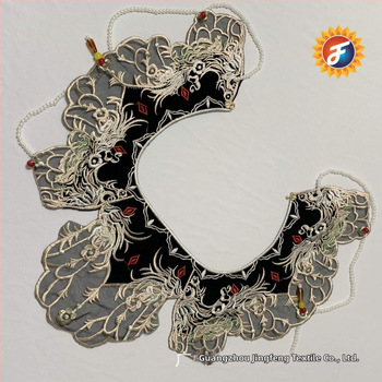 Детски аксесоар за дрехи с водноразтворима бродерия, облачна бродерия на раменете, мотив пеперуда върху яка и мънистени акценти