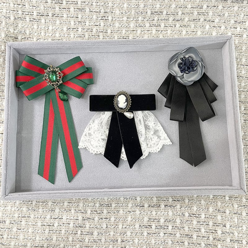 Broš za ovratnik s camelijom, retro stil, unisex, materijal tkanina, oblik mašne, podstava poliester