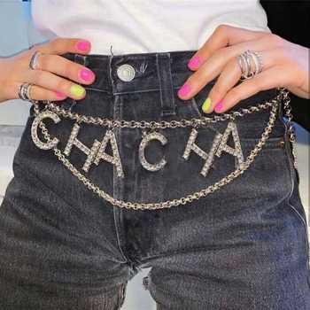 Metalni pojas za struk CHACHA s rhinestones, duljina 80-100 cm, širina 1-30, jednostruka omot, za žene i mlade