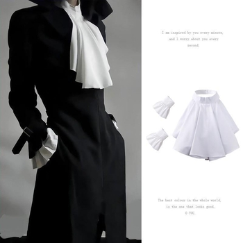 Дамска яка с цвете и панделка - Vintage стил, полиестерова подплата, принт обработка, лято 2025