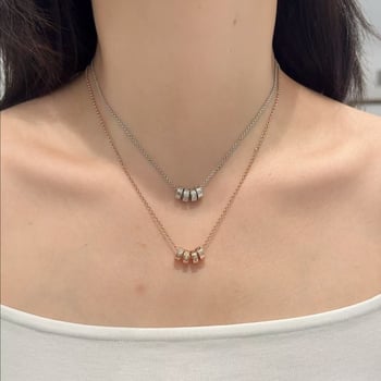 Ogrlica Morse Code s perlama – kružni dijamantni privjesak, miješani materijali, Gold and Silver, geometrijski oblik