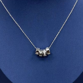Ogrlica Morse Code s perlama – kružni dijamantni privjesak, miješani materijali, Gold and Silver, geometrijski oblik