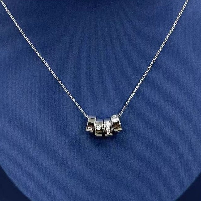 Ogrlica Morse Code s perlama – kružni dijamantni privjesak, miješani materijali, Gold and Silver, geometrijski oblik
