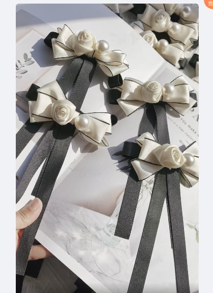 Apykaklės gėlė su perlų segtuku — unisex, mišrios medžiagos, poliesterio įdaila, Žiema 2025