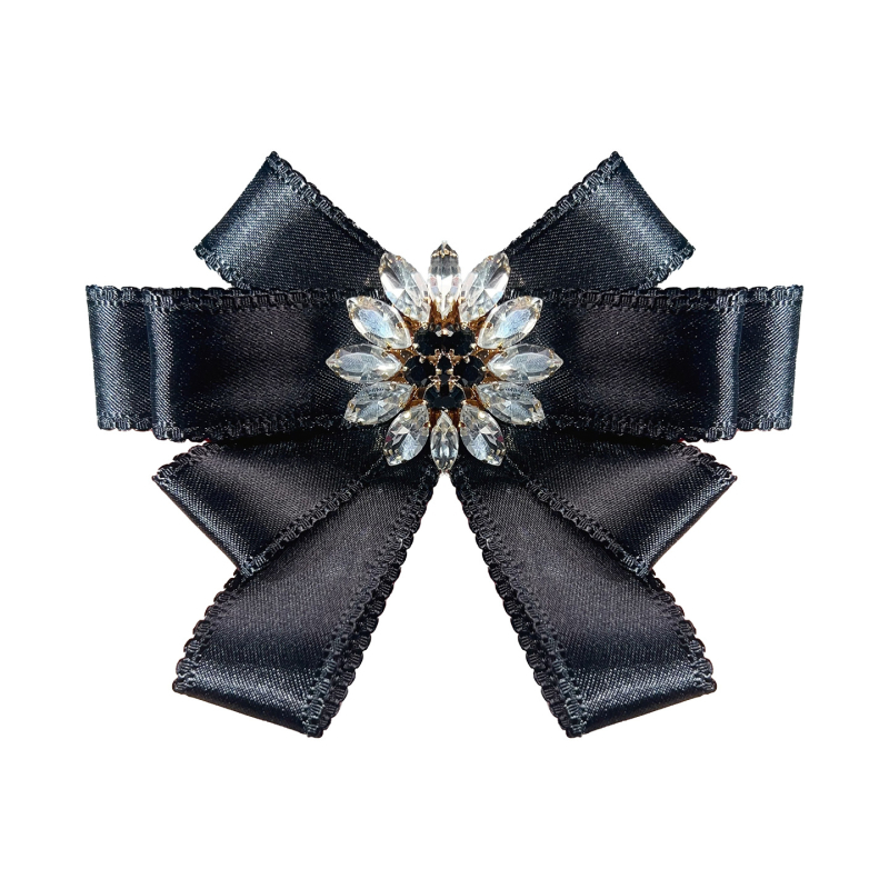 Kaklo gėlė ir kaspinėlis - rankų darbo, krištoliukai, monohrominis, kaspinėlio forma, korėjietiškas stilius