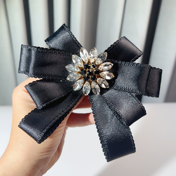 Collar flower bow tie, Rhinestone, Korėjiečių preppy stilius, rankų darbo, monochrominis raštas