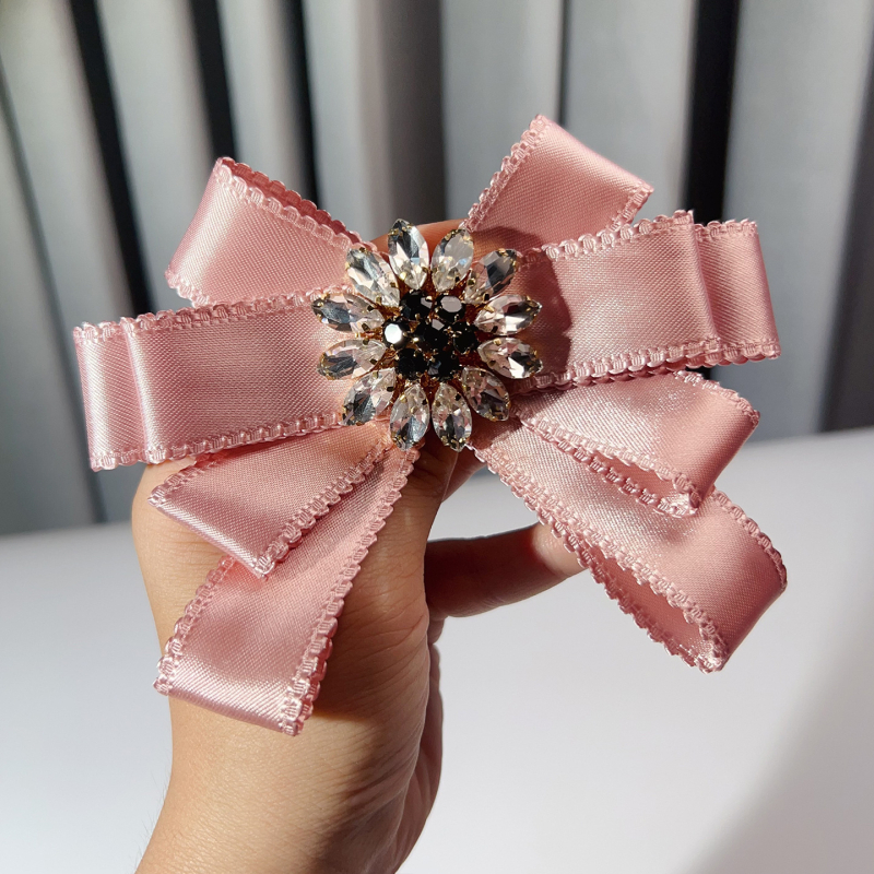 Collar flower bow tie, Rhinestone, Korėjiečių preppy stilius, rankų darbo, monochrominis raštas