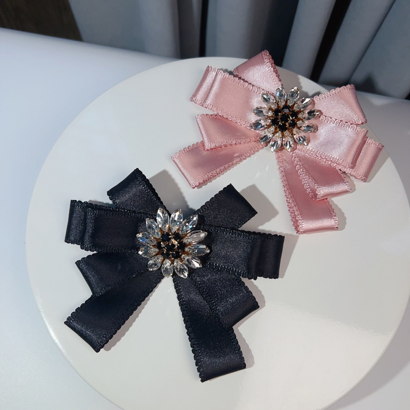 Collar flower bow tie, Rhinestone, Korėjiečių preppy stilius, rankų darbo, monochrominis raštas