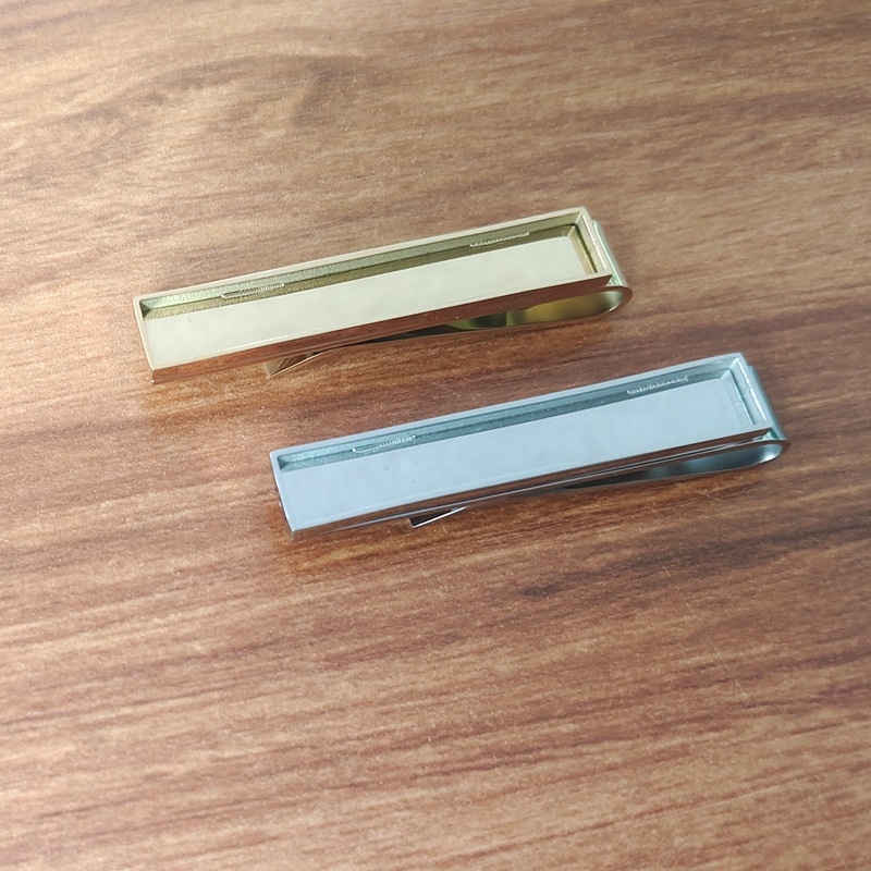 Nerđava čelična kravata klips 304, 48×8 mm, polirani završetak, ravna glava, unisex, prilagodljiv uzorak