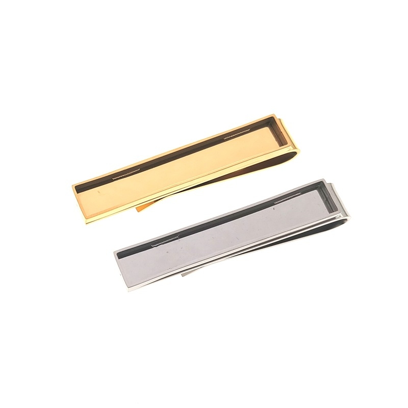 Nerđava čelična kravata klips 304, 48×8 mm, polirani završetak, ravna glava, unisex, prilagodljiv uzorak
