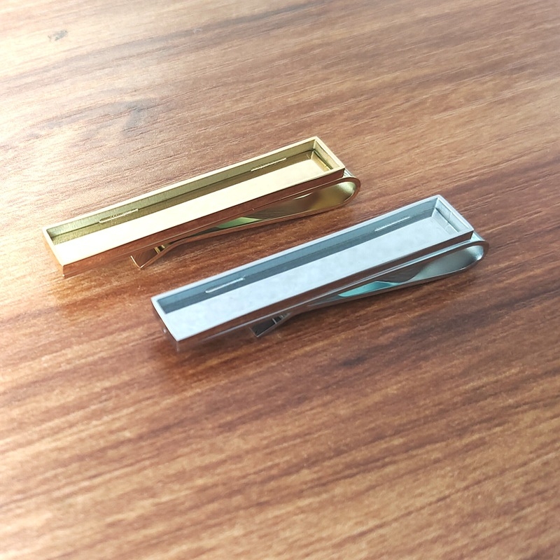 Nerđava čelična kravata klips 304, 48×8 mm, polirani završetak, ravna glava, unisex, prilagodljiv uzorak