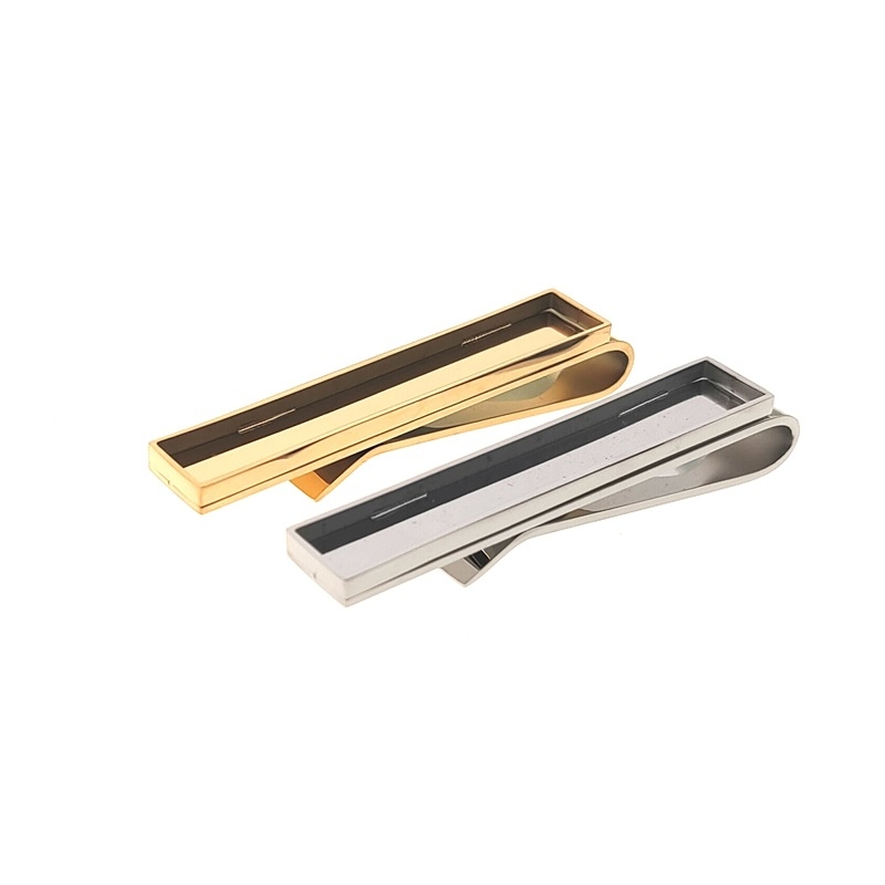 Nerđava čelična kravata klips 304, 48×8 mm, polirani završetak, ravna glava, unisex, prilagodljiv uzorak