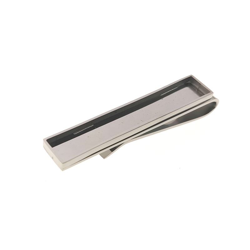 Nerđava čelična kravata klips 304, 48×8 mm, polirani završetak, ravna glava, unisex, prilagodljiv uzorak
