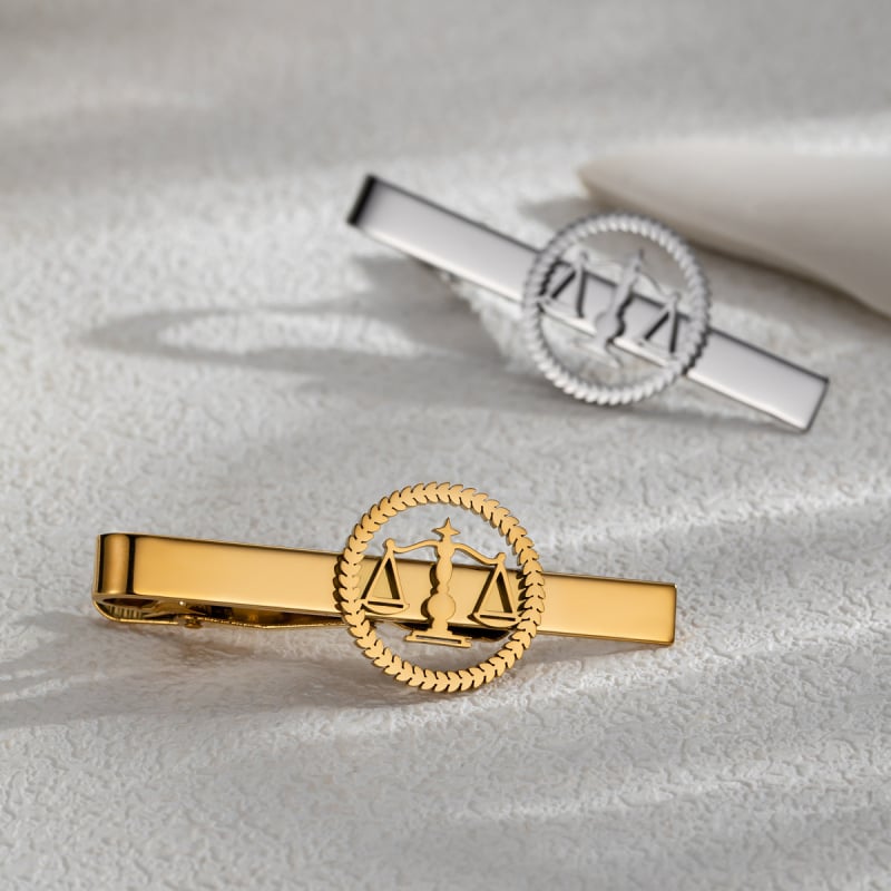 Clip pentru cravată din oțel inoxidabil, model geometric circular decupat, unisex, finisaj electroplacat