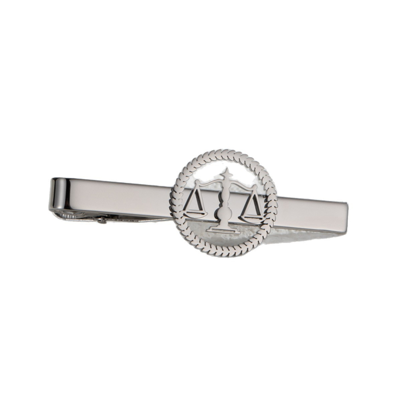 Clip pentru cravată din oțel inoxidabil, model geometric circular decupat, unisex, finisaj electroplacat