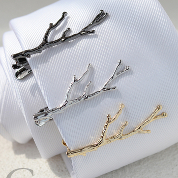 Kaklaraiščių segtukas su trimatiniu šakų dizainu, geometrinis porų stilius, lydinio medžiaga, elektroplakavimas, 2025 m. pavasario leidimas