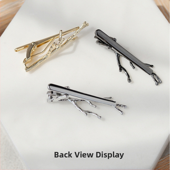 Kaklaraiščių segtukas su trimatiniu šakų dizainu, geometrinis porų stilius, lydinio medžiaga, elektroplakavimas, 2025 m. pavasario leidimas