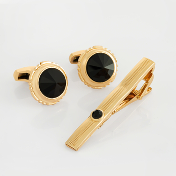 Комплект клип за вратовръзка и маншетни копчета – сплав, диамантен дизайн, геометрична форма, бял кристал, мода, унисекс