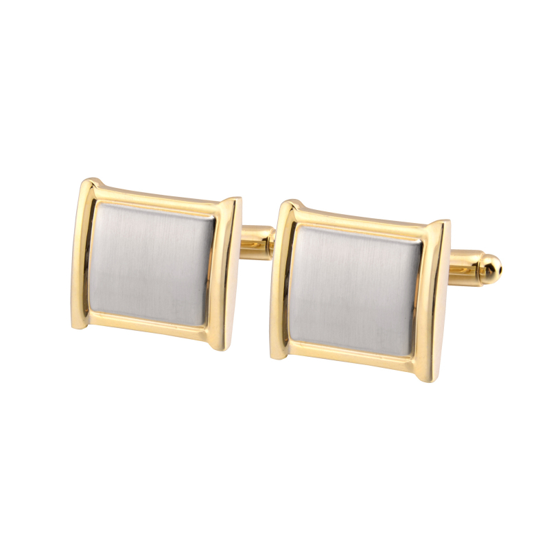 Комплект копчета за ръкавели и клип за вратовръзка – медни, мъжки геометрични, електроплатинация, Qi Qi Wu