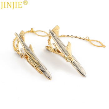 Lėktuvo motyvo kaklaraiščių segtukas, geležies pagrindas su vario elektroplakavimo danga, plokščia galvutė, unisex, atskirai supakuotas