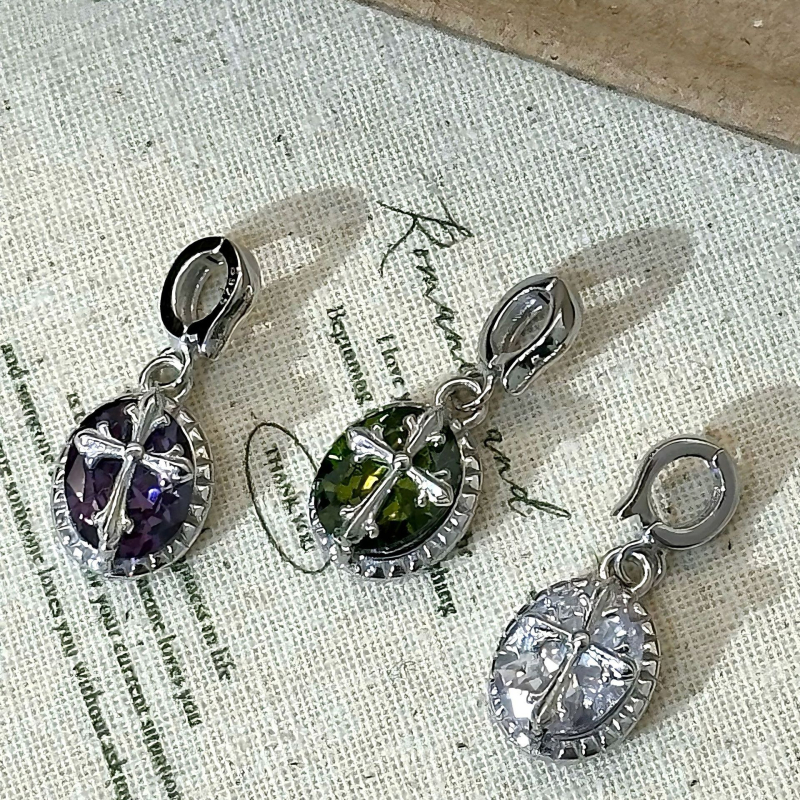 Lančić s križem i cirkonima, ovalni privjesak, S925 sterling srebro, elektroplatiniranje, korejski stil