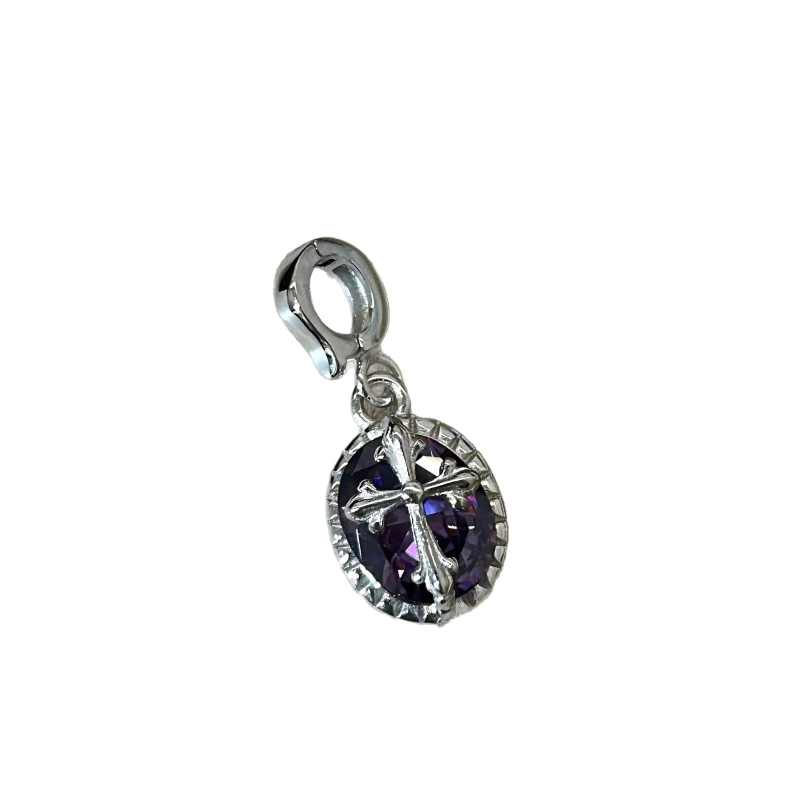 Lančić s križem i cirkonima, ovalni privjesak, S925 sterling srebro, elektroplatiniranje, korejski stil