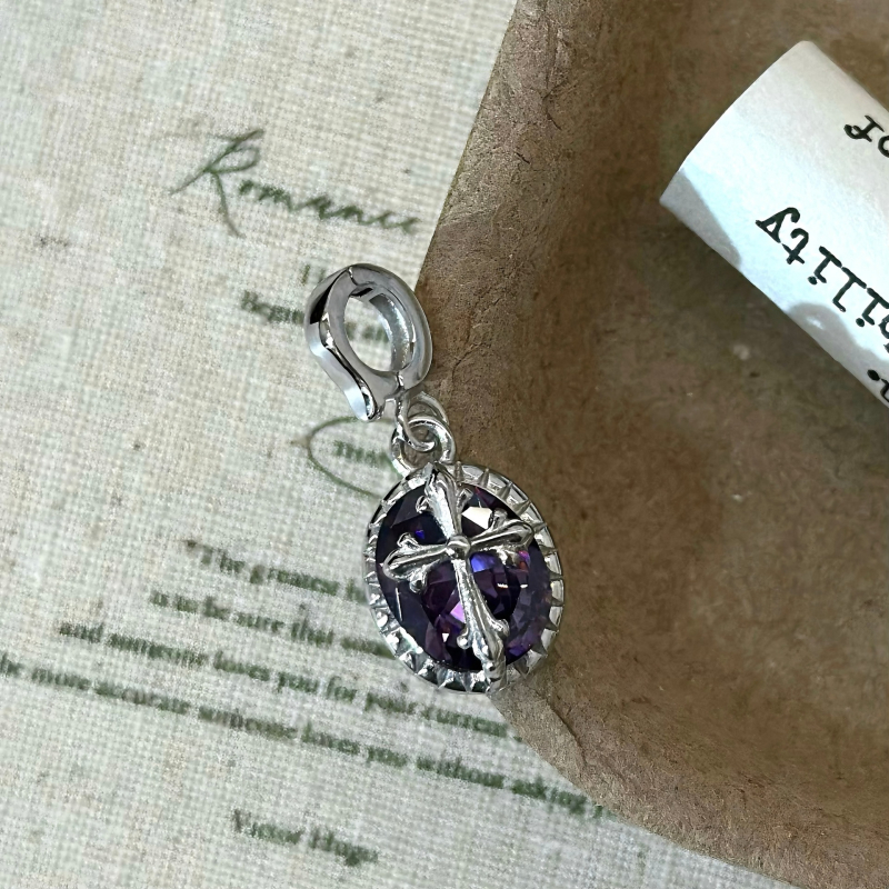 Lančić s križem i cirkonima, ovalni privjesak, S925 sterling srebro, elektroplatiniranje, korejski stil