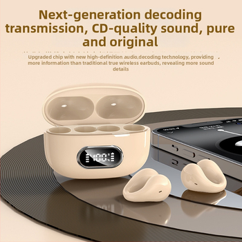 Ušne slušalice s klipom, bežične s digitalnim zaslonom – Bluetooth 5.3, domet 10 m, stereo binauralni, dizajn s klipom, kutija za punjenje