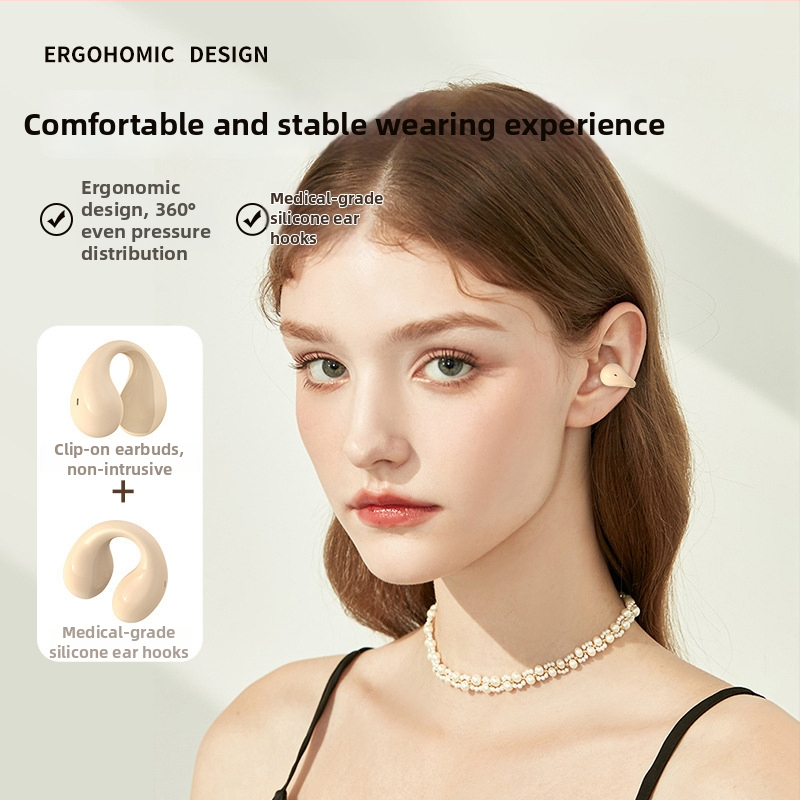 Kõrvaklipsiga juhtmevabad kõrvaklapid digitaalse kuvaga ja laadimiskarp – Bluetooth 5.3, 10 m vahemaa, stereo kahekanaliline, klipsi disain