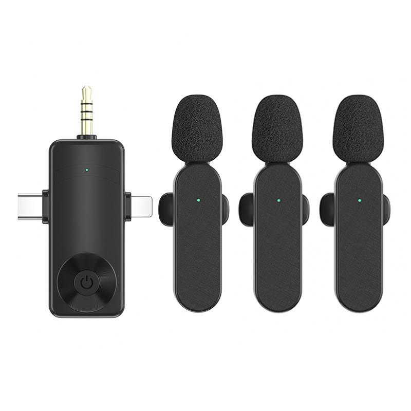 H18 Bezdrôtový klipový mikrofón pre štyroch s 3-v-1 rozhraním pre živé vysielanie a mobilné natáčanie, potlačenie šumu, vstavaná batéria 500–800 mAh, Bluetooth 5.3