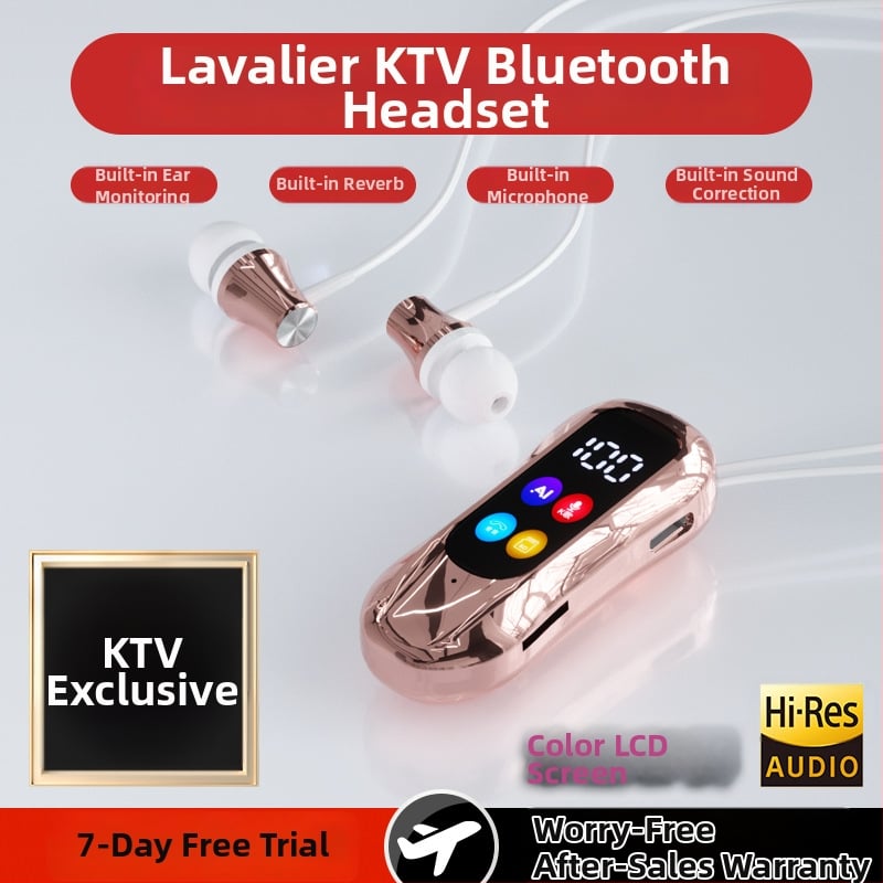 Karaoke Lavalier Bluetooth in-ear slušalice s klipom za uho – Bluetooth 6.0, dvostrano povezivanje, podrška memorijske kartice, reverberacija i redukcija šuma
