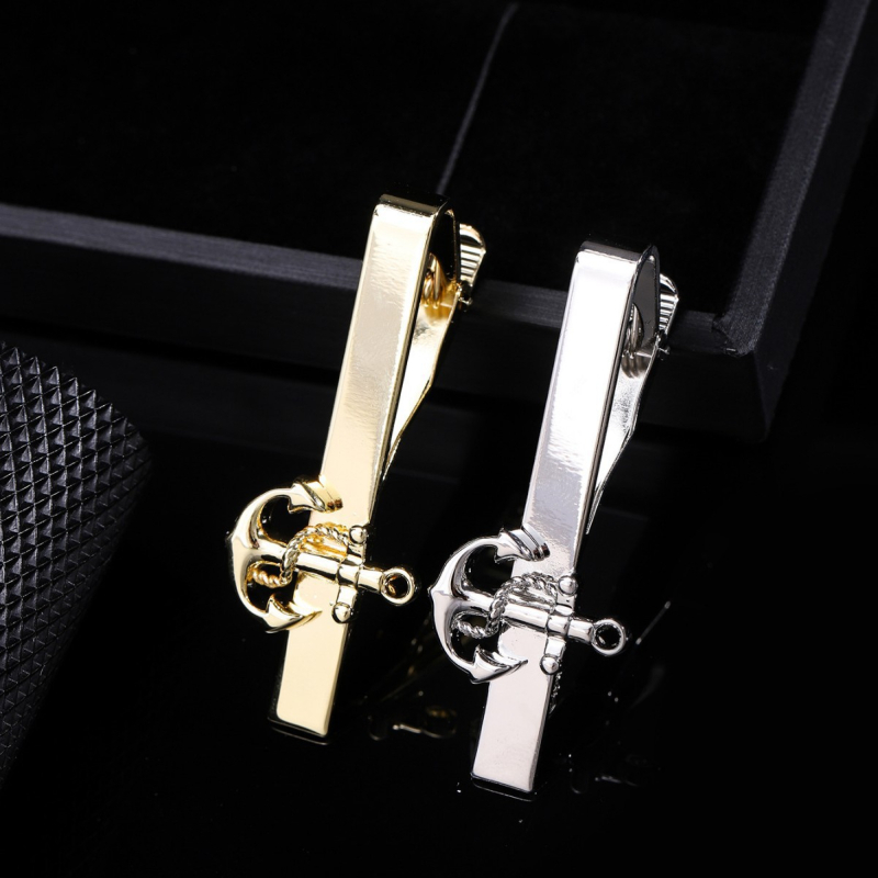 Клип за вратовръзка от мед, форма котва, геометричен модел, електроплакиране