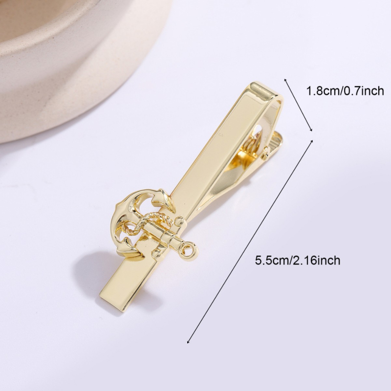 Клип за вратовръзка от мед, форма котва, геометричен модел, електроплакиране