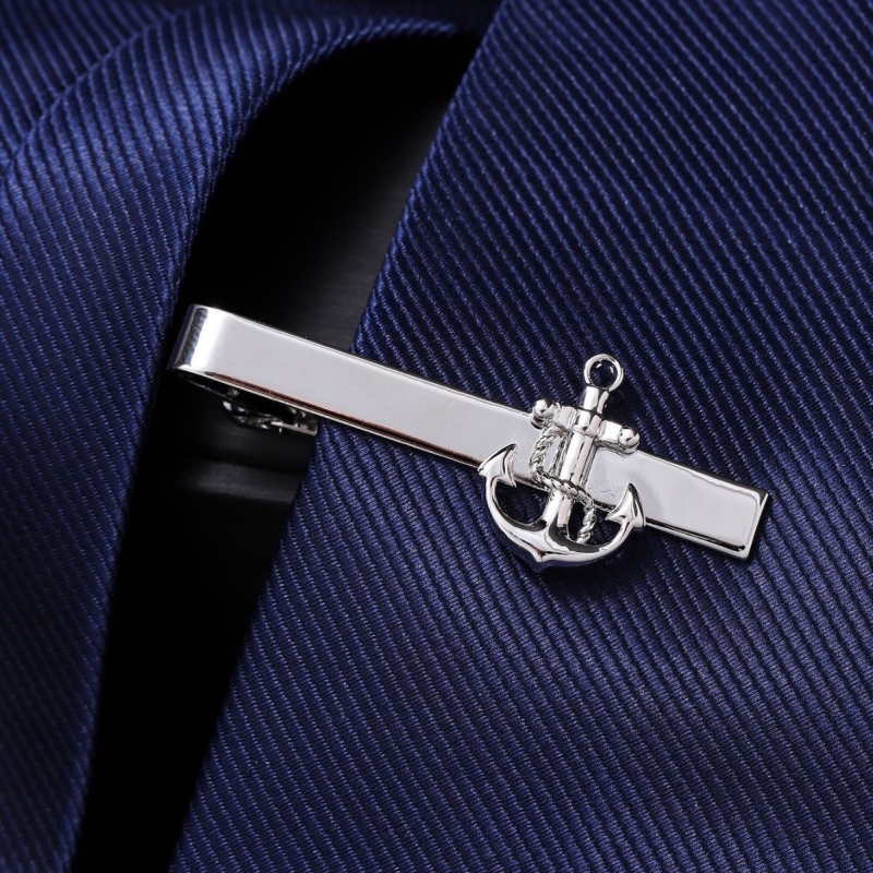 Клип за вратовръзка от мед, форма котва, геометричен модел, електроплакиране