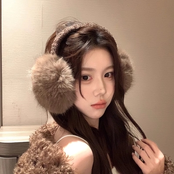 Ženske plišane earmuffs, zimske, sklopive, smeđe