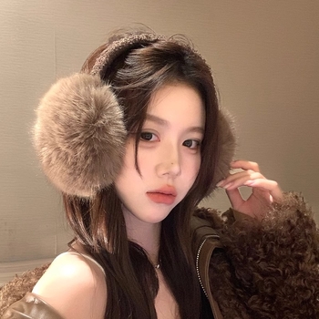 Ženske plišane earmuffs, zimske, sklopive, smeđe