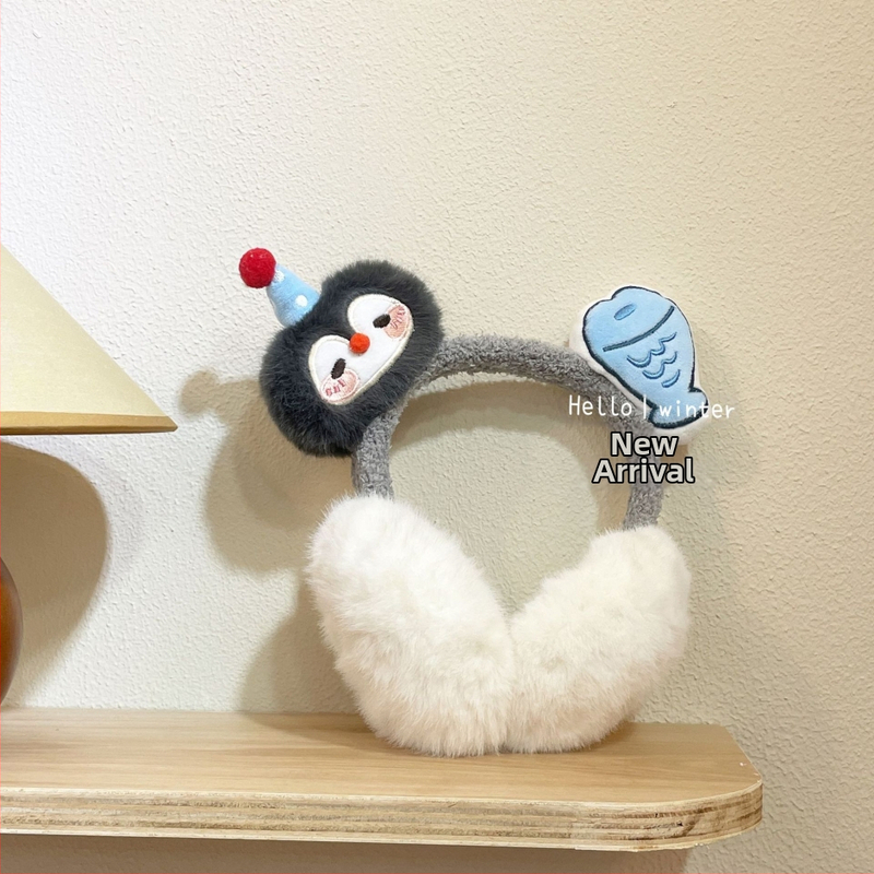 Zimné plyšové ušné ohrievače s mačacím dizajnom pre ženy a deti – skladateľné, vonkajšie použitie, plyšový materiál, zimná 2025