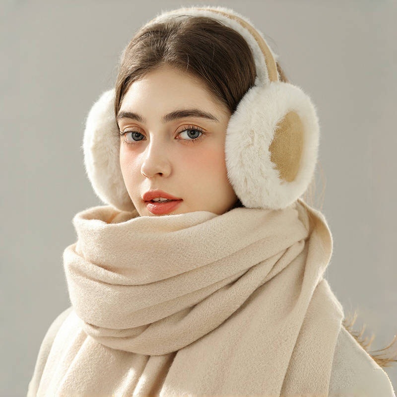 Plišane ušne zaštitnike za žene, unisex, jesen-zima, monohromatski uzorak, zadržavaju toplinu
