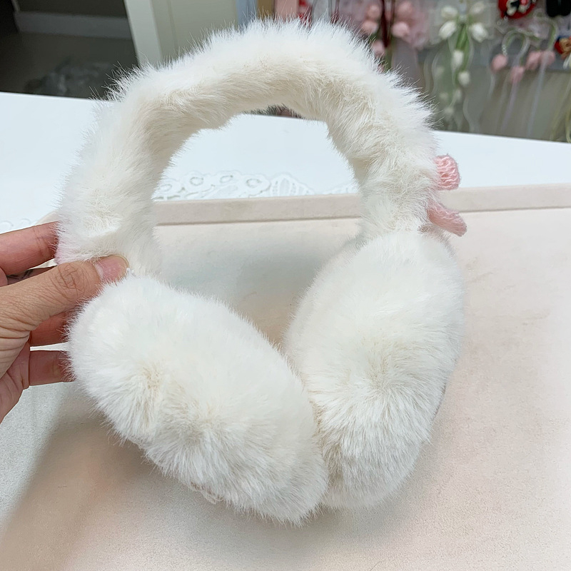 Kórejský štýl pletené rukavice s motívom mačky a náušnými chráničmi, vetruodolné na zimu