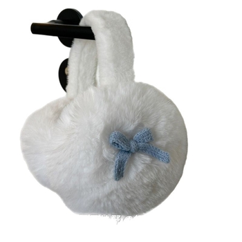 Pliušiniai ausų šildytuvai su kaspinėliu, korėjietiško stiliaus, unisex, žiemai, vienos spalvos raštas