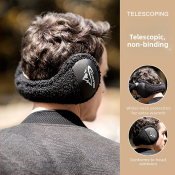 Vyriški ausų šildytuvai, užpakalinio dėvėjimo stilius, fleece apdaila, vėjo atsparūs, sulankstomi, šilti