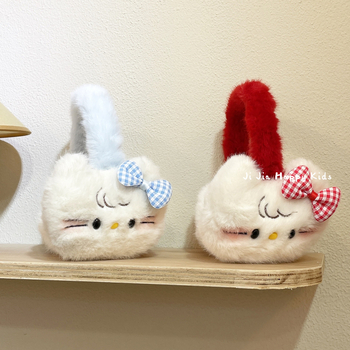 Pliušiniai ausų šildytuvai, sulankstomas dizainas, grotelės raštas, išlaiko šilumą, lauko naudojimui rudenį-ziemą