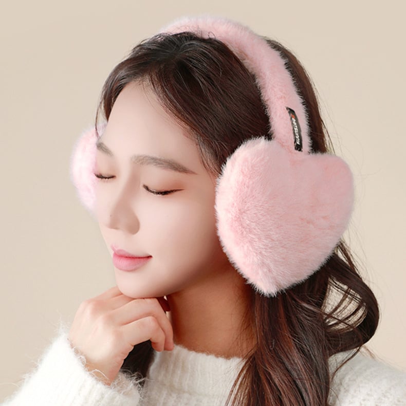Moteriški pliušiniai ausų šildytuvai, sulankstomi, šilti, širdies formos, dirbtinė kailė