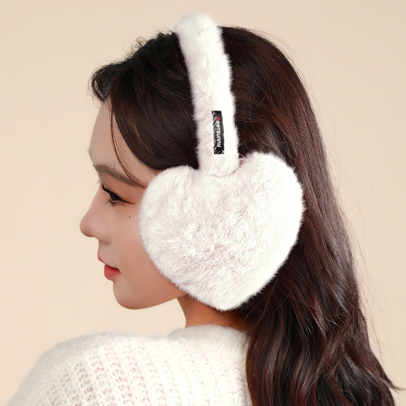 Moteriški pliušiniai ausų šildytuvai, sulankstomi, šilti, širdies formos, dirbtinė kailė