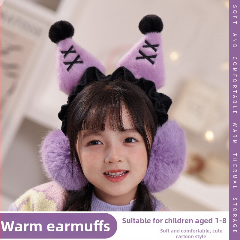 Vaikų ausų šildytuvai žiemai, unisex, su fliso įdėklu, mielas animacinis dizainas