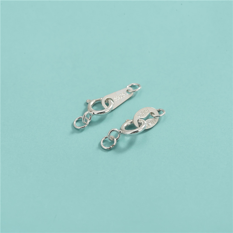 Papuošalų sagtis iš 925 sidabro, elektroplatinavimas, dvigubo žiedo spyruoklinė sagtis, DIY jungiamasis priedas