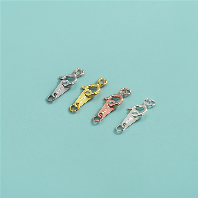 Papuošalų sagtis iš 925 sidabro, elektroplatinavimas, dvigubo žiedo spyruoklinė sagtis, DIY jungiamasis priedas